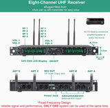 Wireless Microphone System, Phenyx Pro 8-Channel UHF Cordless Mic Set with Eight Handheld Mics, Fixed Frequency, All Metal Build, Long Range 260ft, Ideal for Karaoke,Church,Events (PTU-4000A)