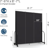 Standard Room Divider with Metal Frame, Folding Portable Partition Privacy Walls for Schools and Offices 7’6 Tall x 8’7 Wide Navy