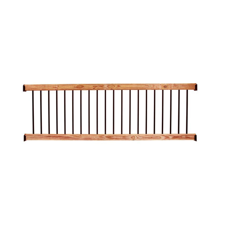 DeckoRail 8 ft. Aluminum Cedar-Tone Southern Yellow Pine Deck Railing Kit 298648