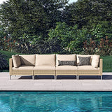 Grand patio 7-Piece Wicker Patio Furniture Set, Boho Outdoor Conversation Set Sectional Sofa with Water Resistant Thick Cushions and Coffee Table, Cream