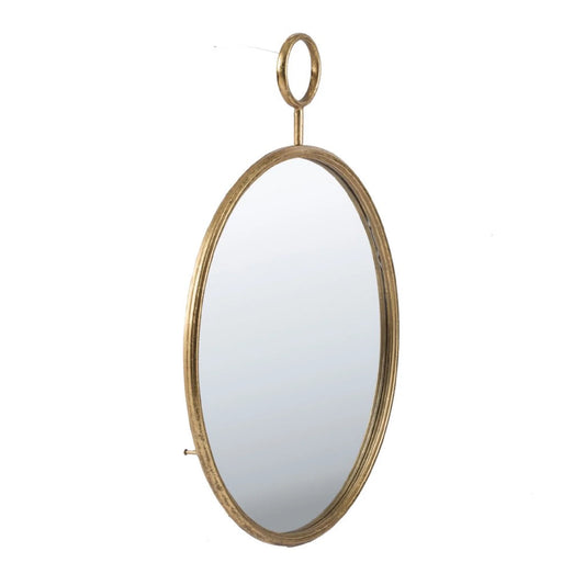 CC Home Furnishings 28.25 Gold Modern Style Framed Round Wall Mounted Mirror Decor