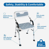 Shower Chair for Elderly & Disabled, Folding Shower Chair Seat with Arm and Back, Inside Shower Chair, Foldable Bathroom Chairs for Sitting, Portable for Travel – Collapsible, Compact & Comfortable